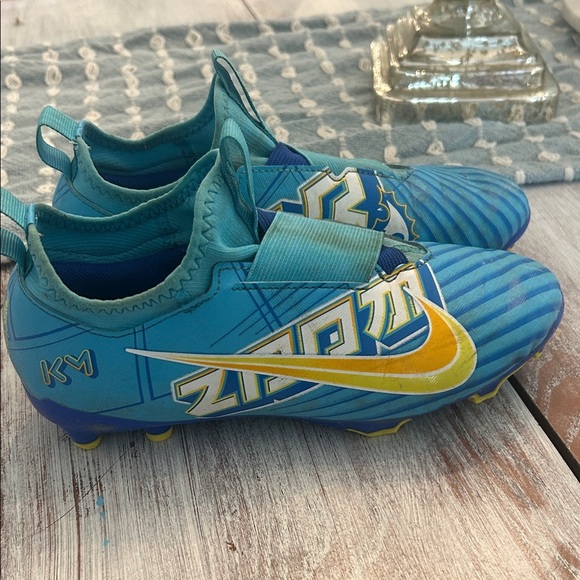 Nike Mercurial Air Zoom Kids Blue and Yellow Soccer Cleats - Picture 1 of 4